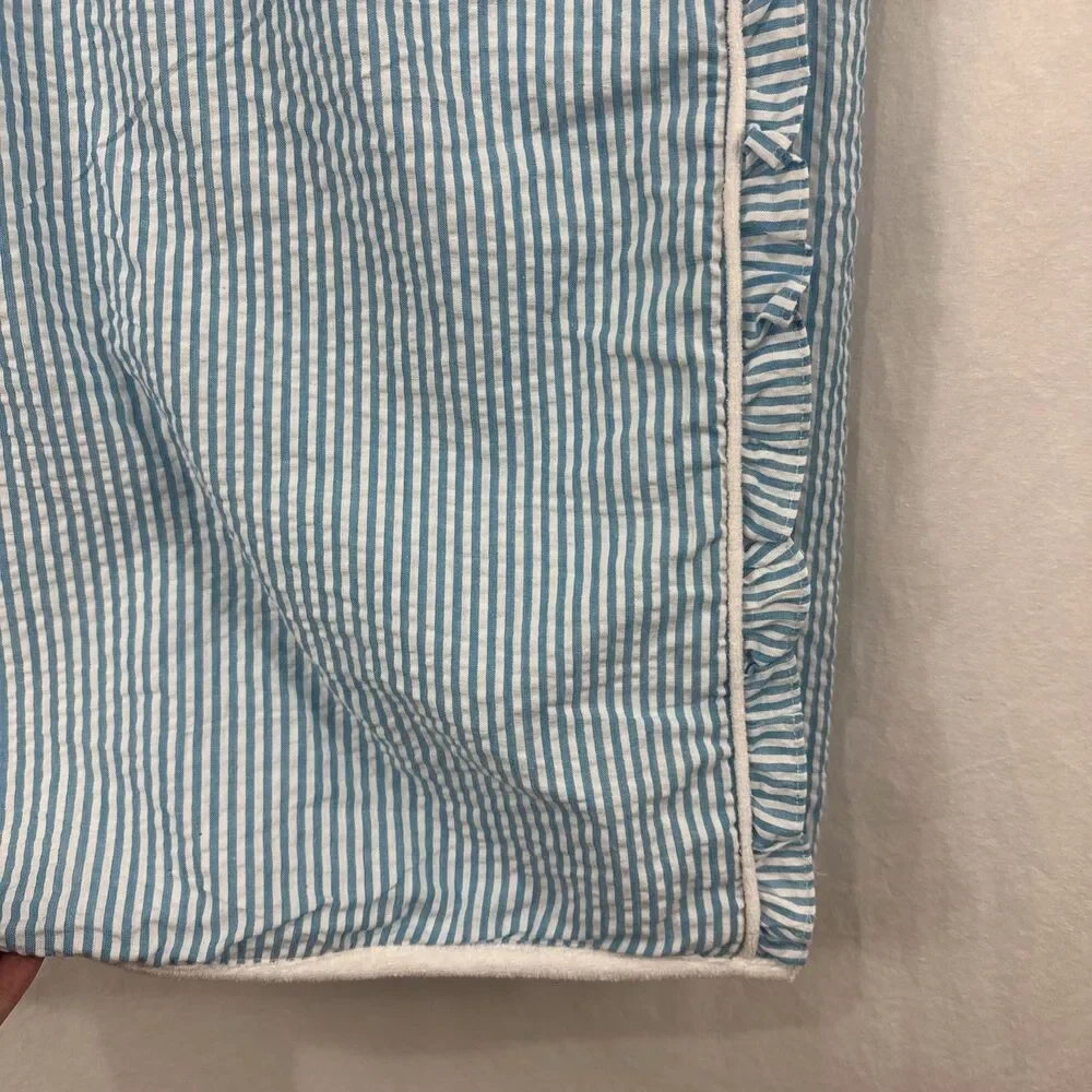Bella 100% Cotton Blue White Striped Seersucker Spa Wrap Bath Womens O/S Towel
